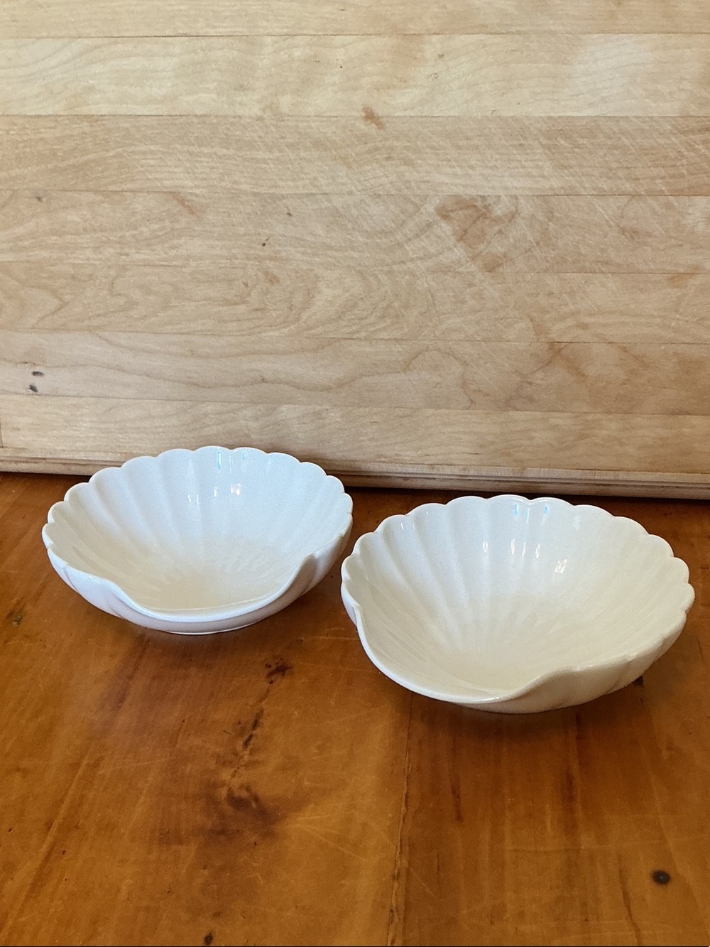 White Scalloped Ceramic Serving Bowls - Set of 2
